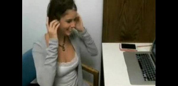  Sexy babe in her office masturbates to orgasm
